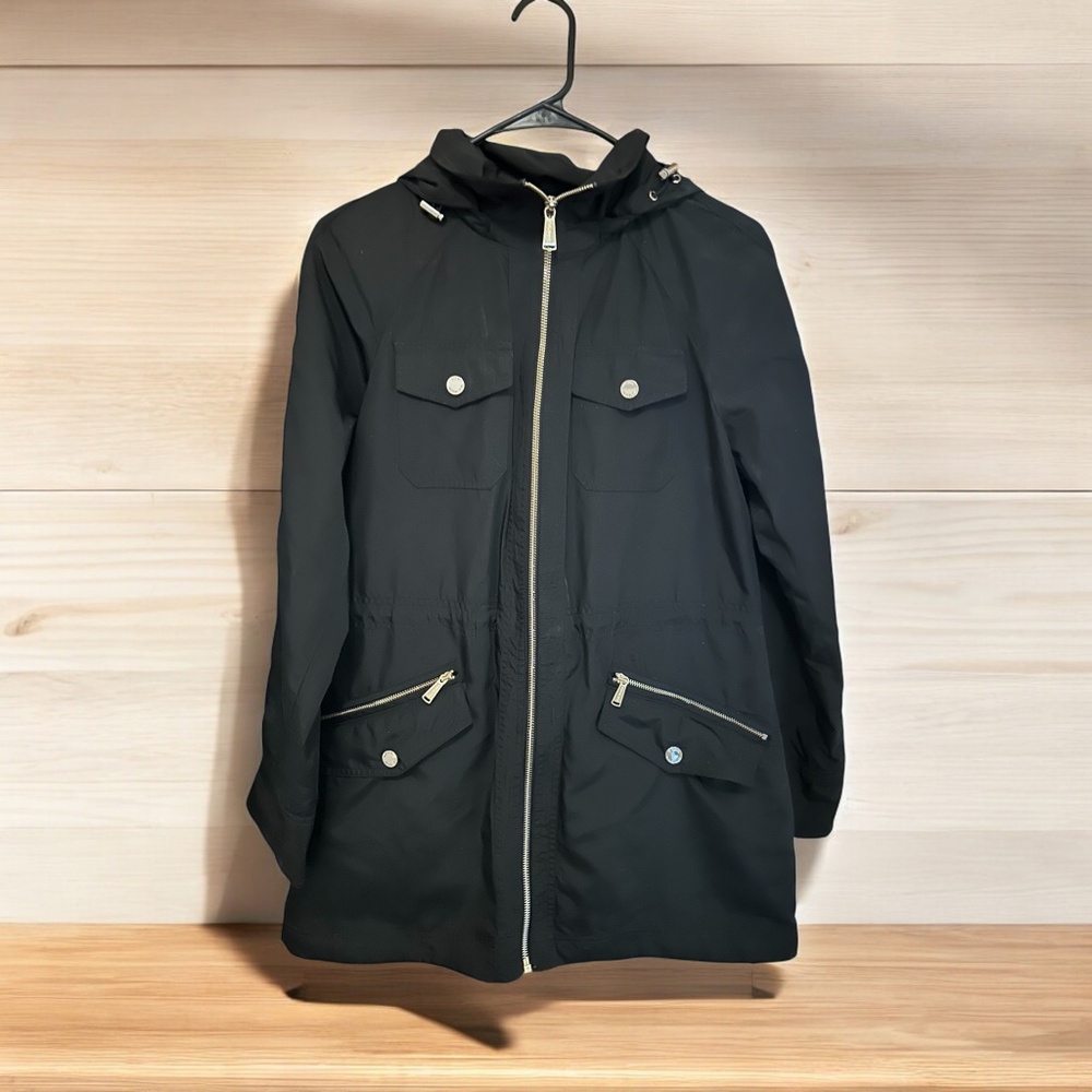 Michael Kors Black Water Resistant Hooded Jacket - Small